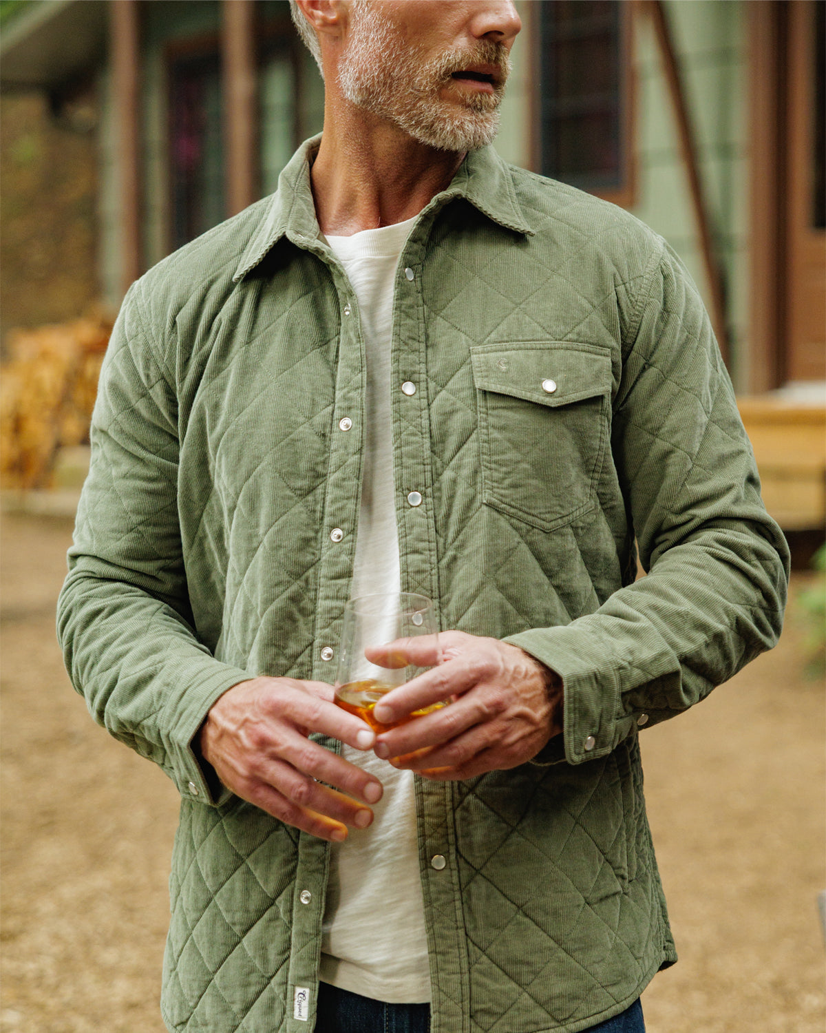 Corduroy Quilted Shacket - Willow