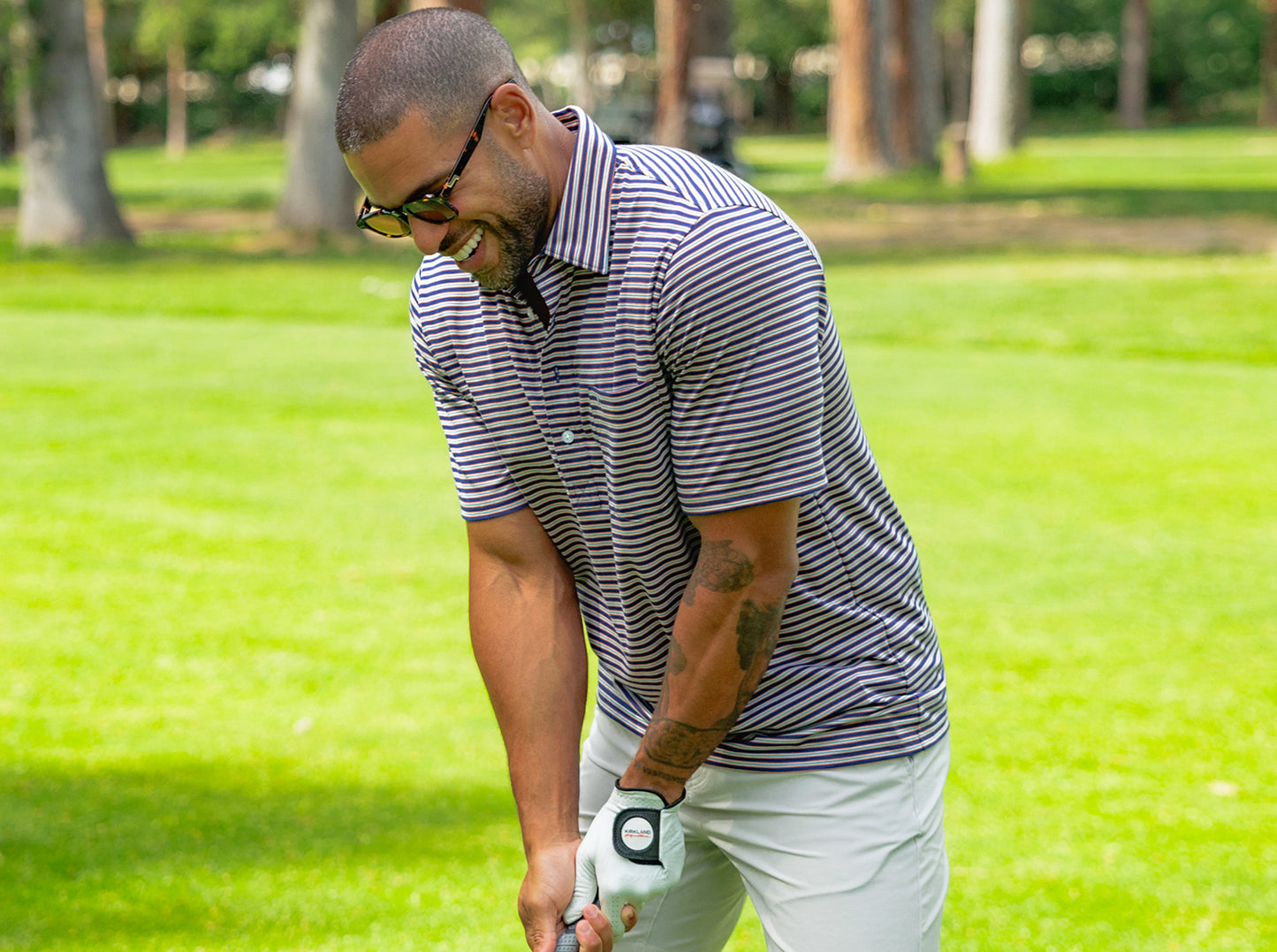 Criquet Performance Players Shirt in Fremont Stripe Navy, view 6