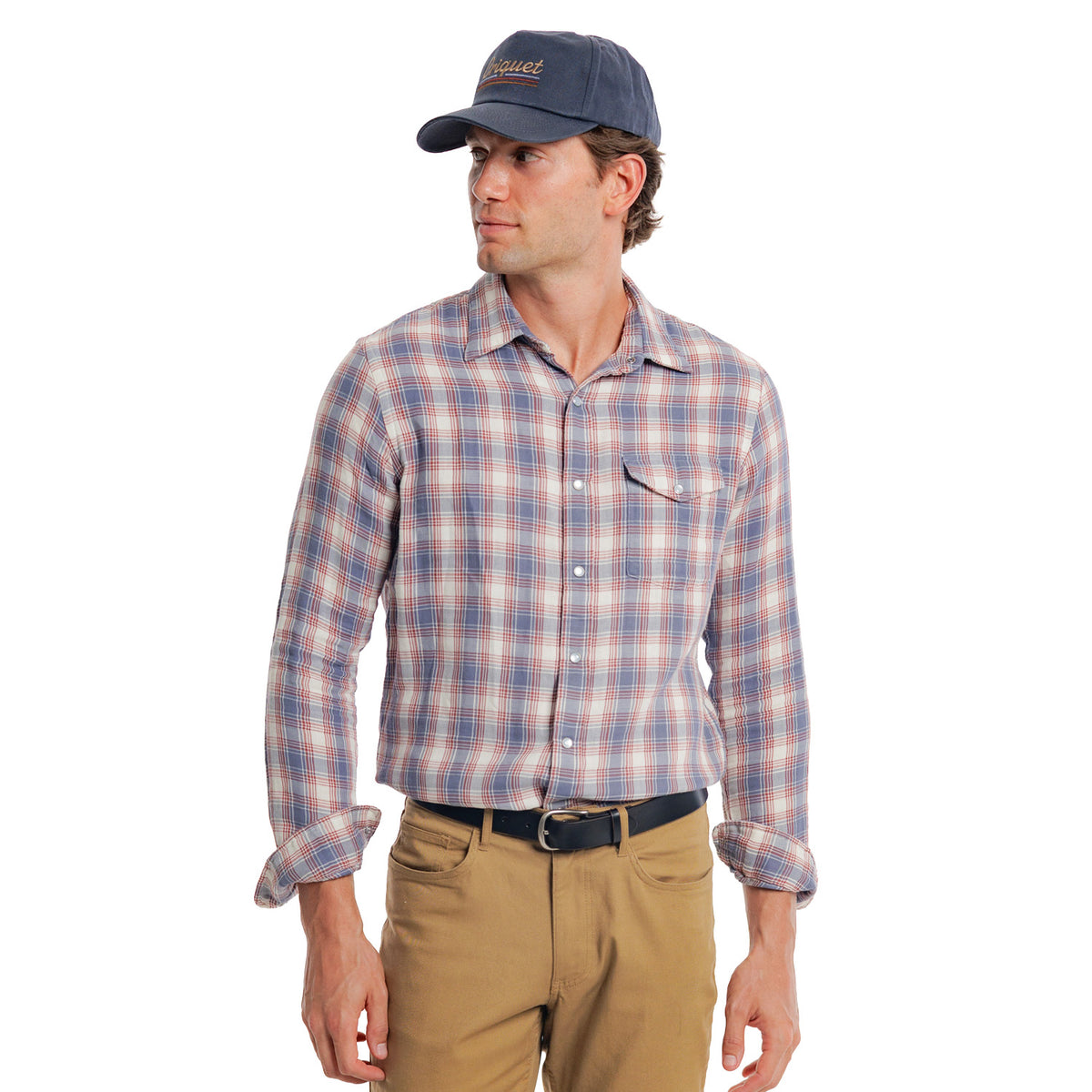 Double Cloth Flannel Pearl Snap - Boyd Plaid - Cream