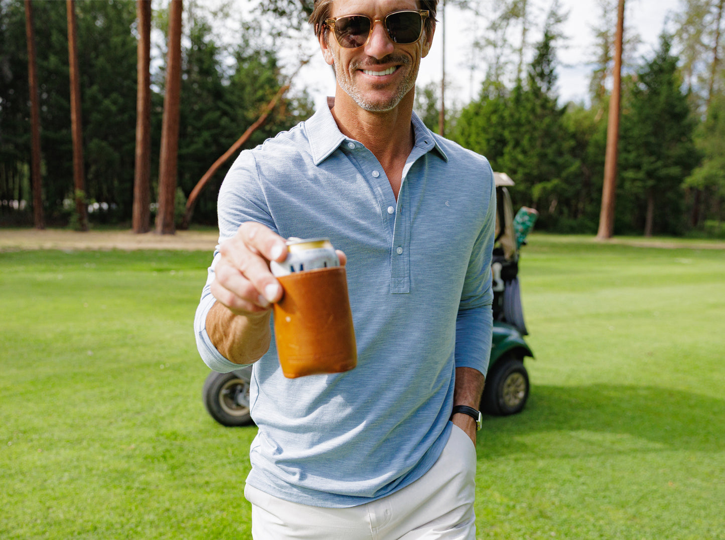 Criquet brrr° Long Sleeve Range Polo in Bluestone, view 8