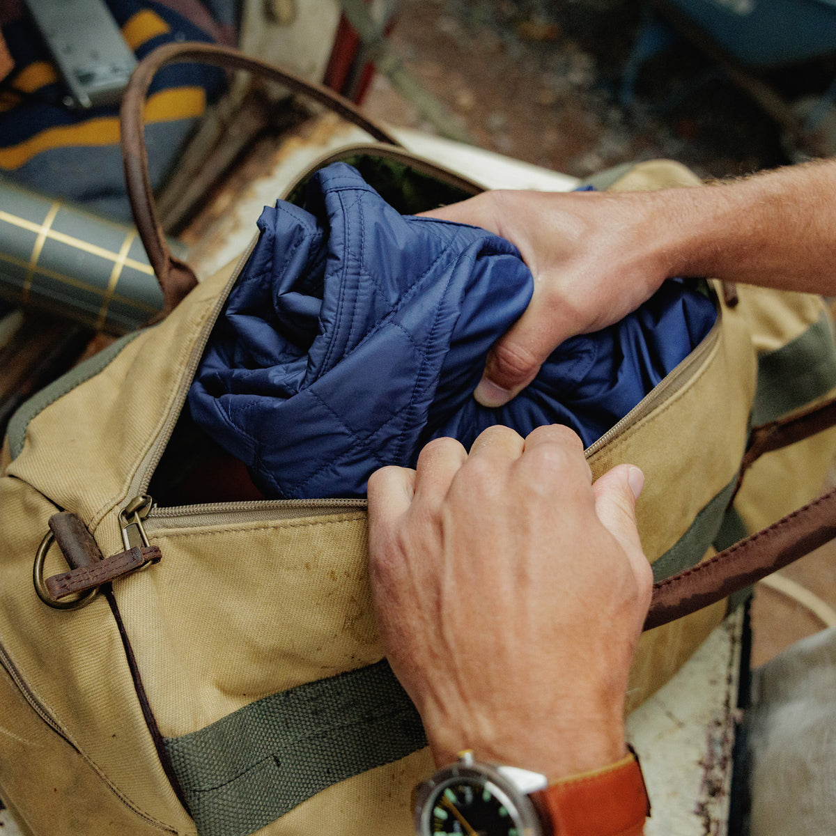 Quilted Shacket - Navy Blue