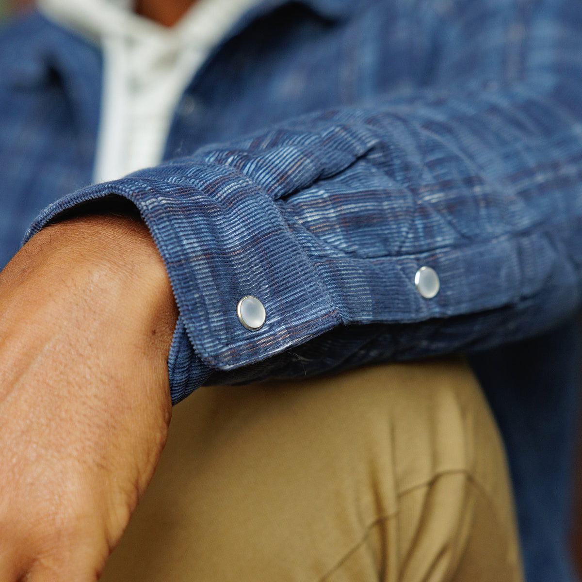 Corduroy Quilted Shacket - Dusty Blue Plaid