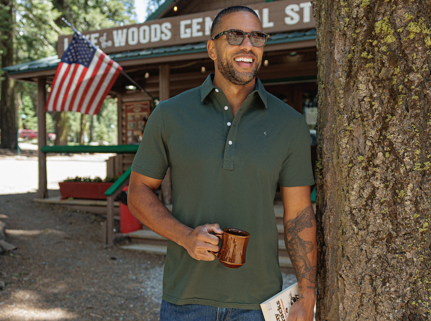 Criquet Slim Fit Top-Shelf Range Polo in Deep Woods, view 6