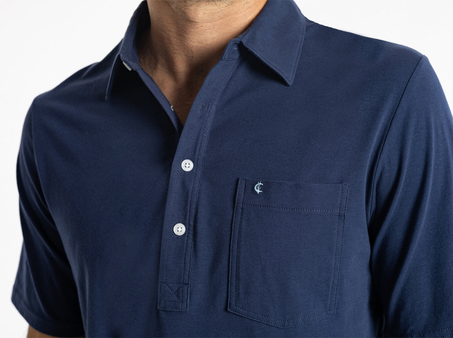 Criquet Top-Shelf Players Shirt in Navy Blue, studio photo