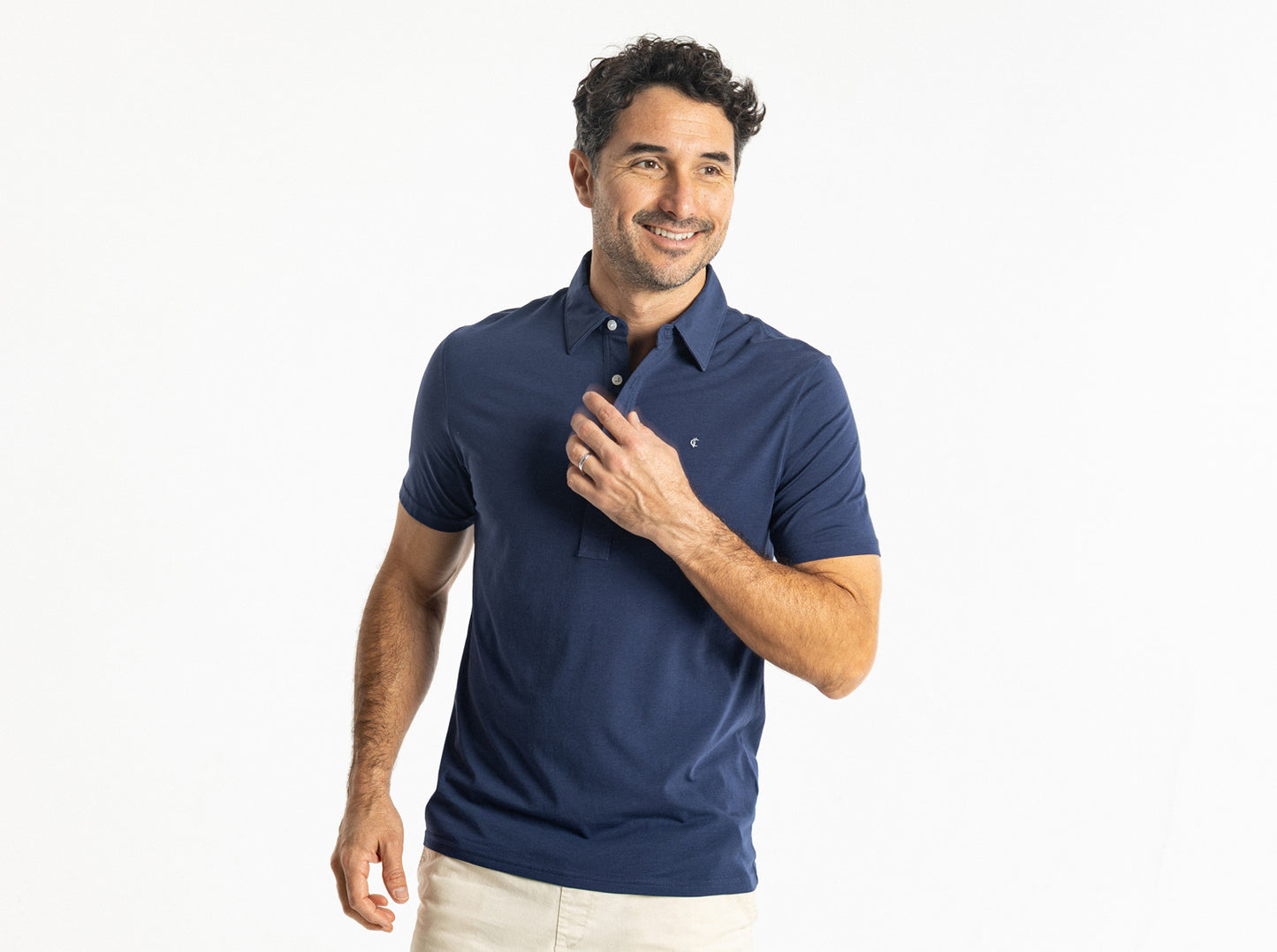 Criquet Slim Fit Top-Shelf Range Polo in Navy Blue, studio photo
