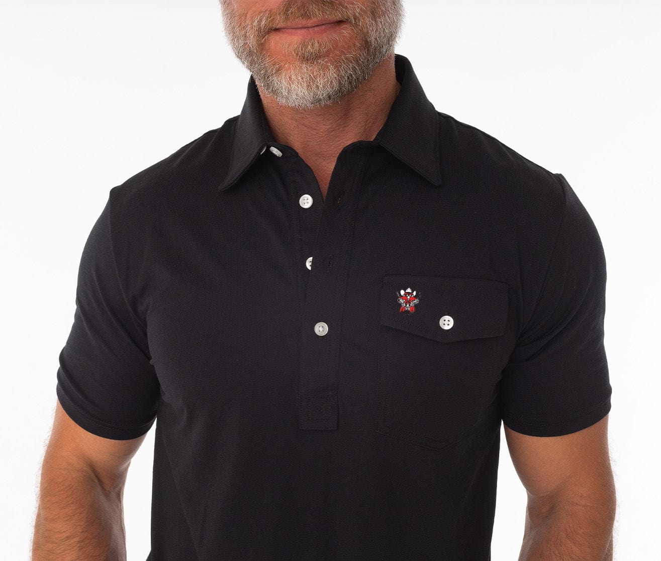 Criquet Texas Tech in Coach's Performance Players Shirt, Raider Red, Black, view 2