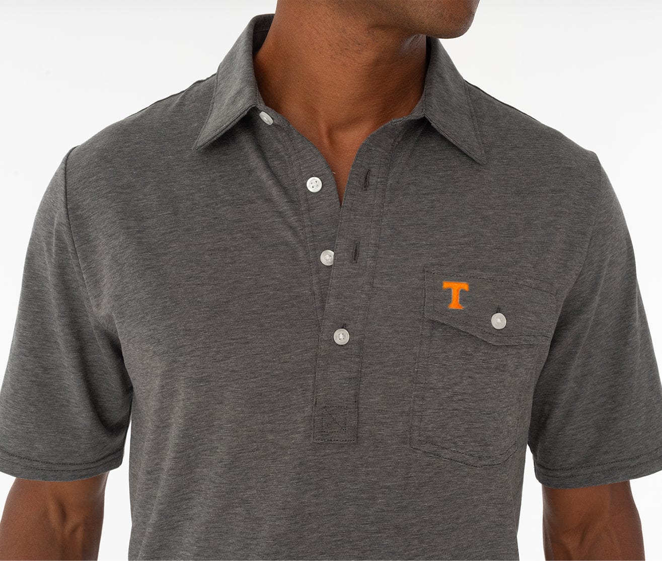 Criquet Tennessee in Coach's Performance Players Shirt, T, Heather Gray, close-up detail