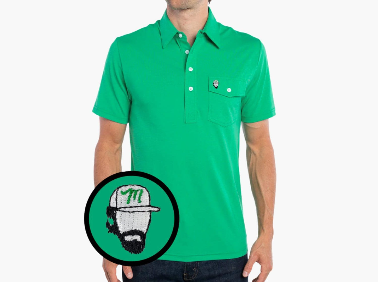 Criquet Limited Edition Performance Players Shirt Manolo in Golf Green, view 2