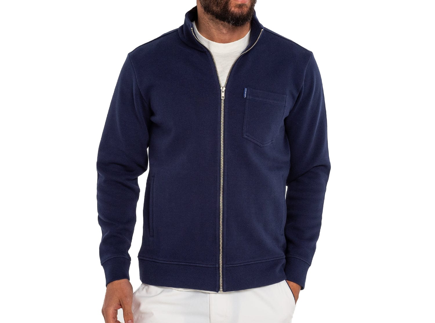 NEW Crivit Jacket Mens Size Large Blue Full Zip Long Sleeve Pockets Cotton
