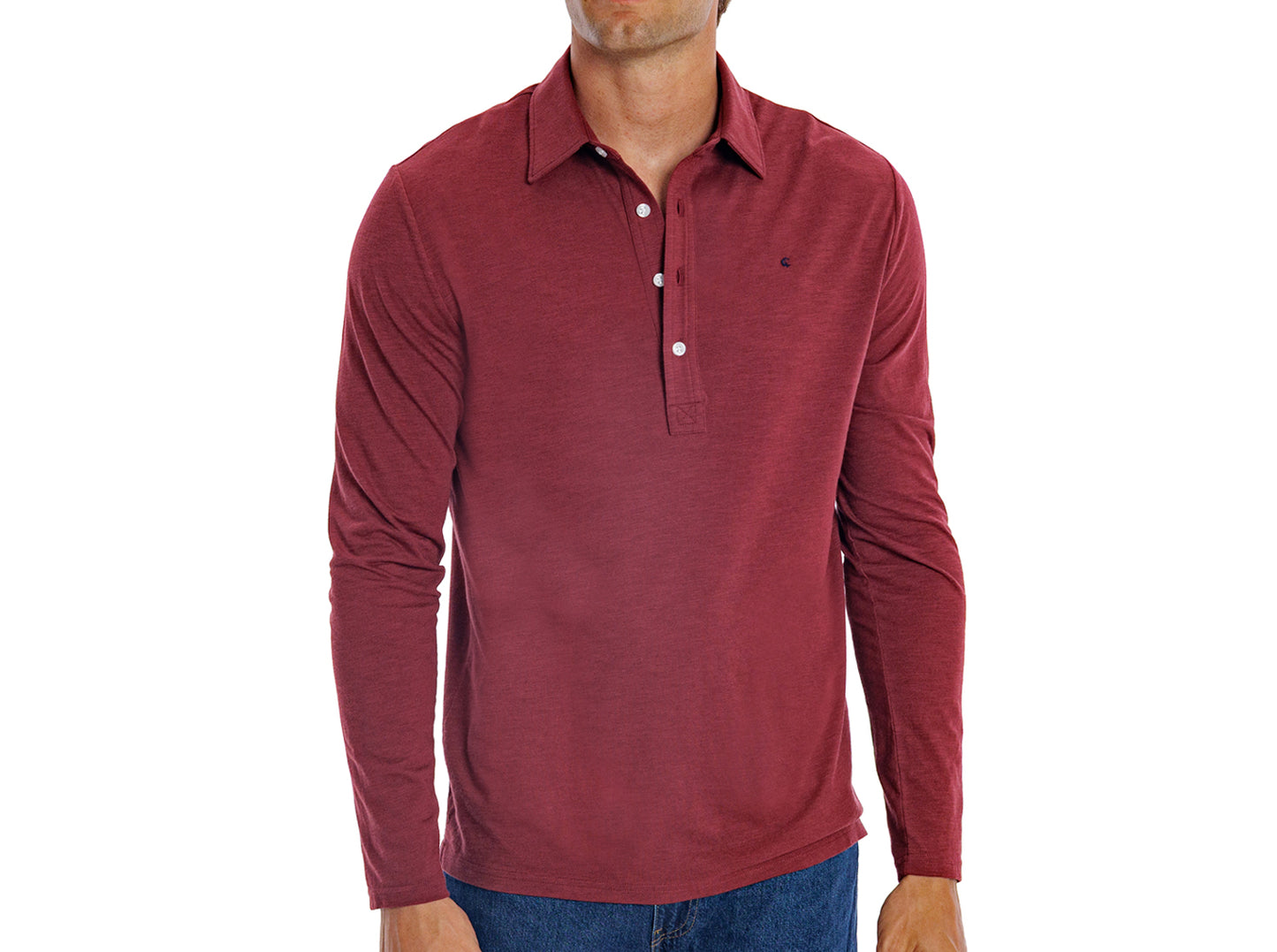 Criquet brrr° Long Sleeve Range Polo in Maroon, view 8