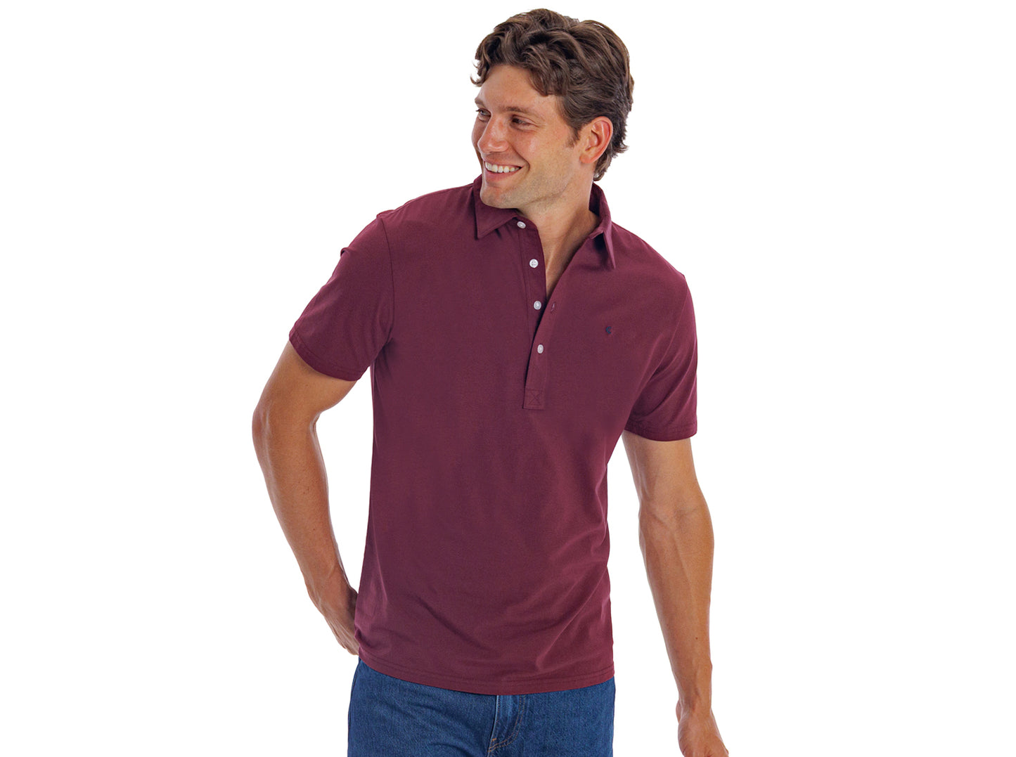 Criquet Slim Fit Top-Shelf Range Polo in Maroon, view 5