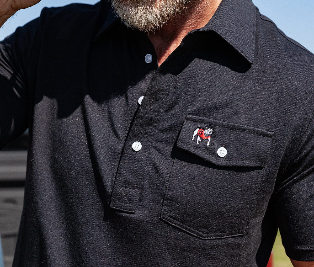 Criquet Georgia in Coaches Players Shirt, Bulldog, Black, view 7
