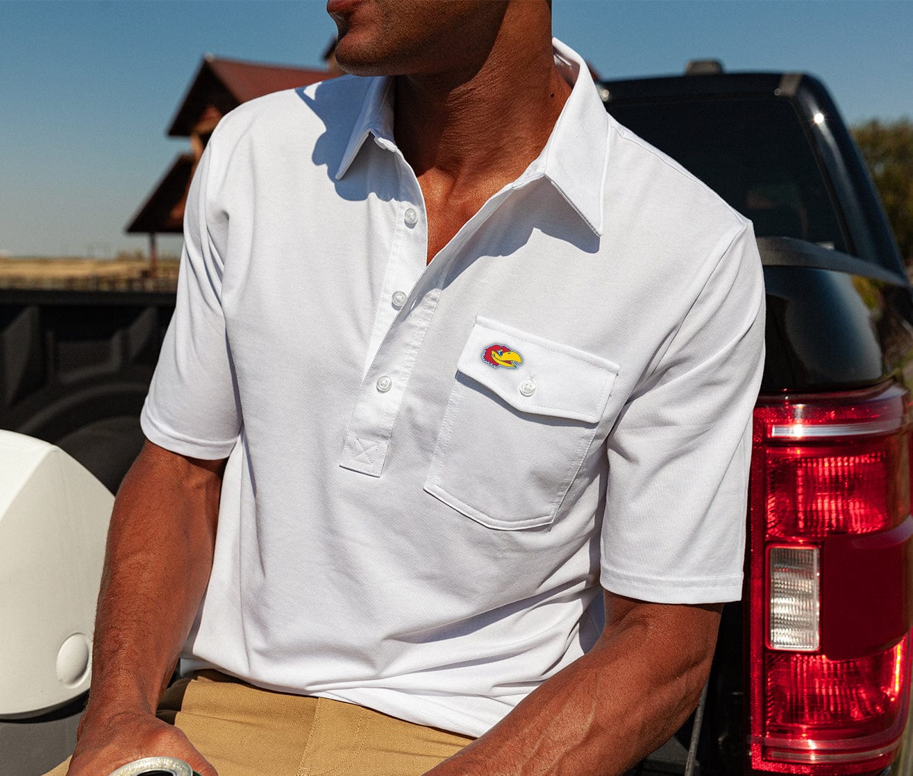 Criquet Kansas Coach's Performance Players Shirt Jay Head in White, view 4