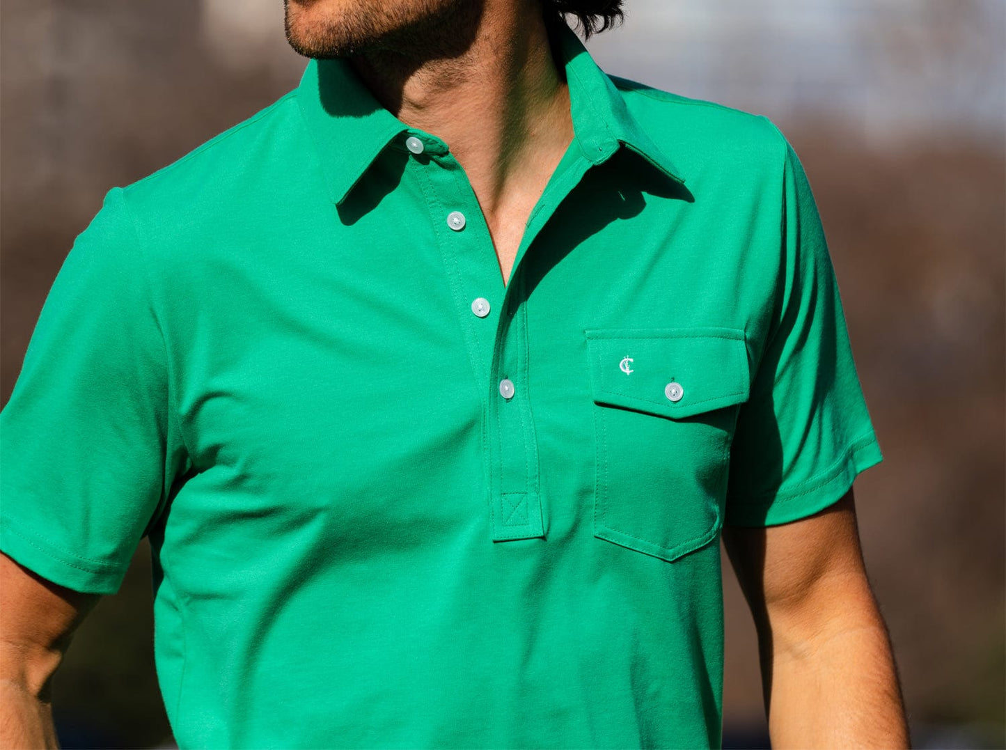 Criquet Performance Players Shirt in Golf Green, view 13