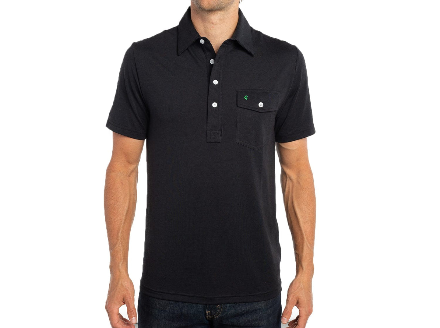 Criquet Performance Players Shirt in Black, view 12