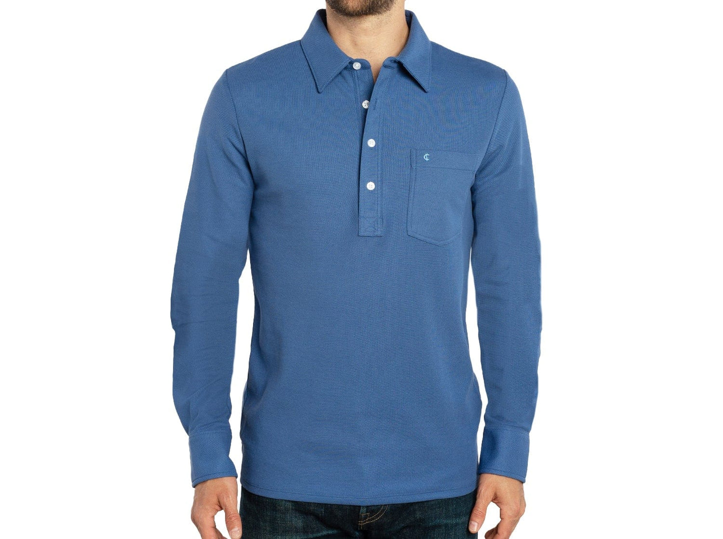 Criquet Slim Fit Long Sleeve Players Shirt in River City, view 6