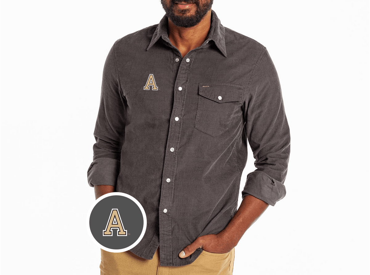 Criquet Army Corduroy Pearl Snap in A, Charcoal, view 1