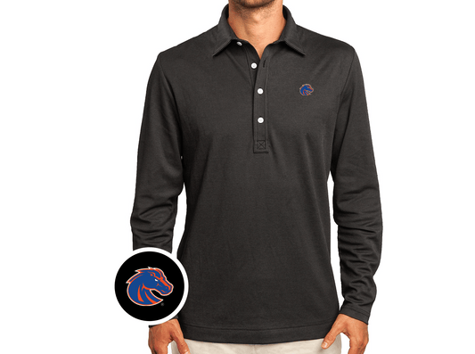 Boise State - Jacquard Long Sleeve Range Polo - Bronco - Black