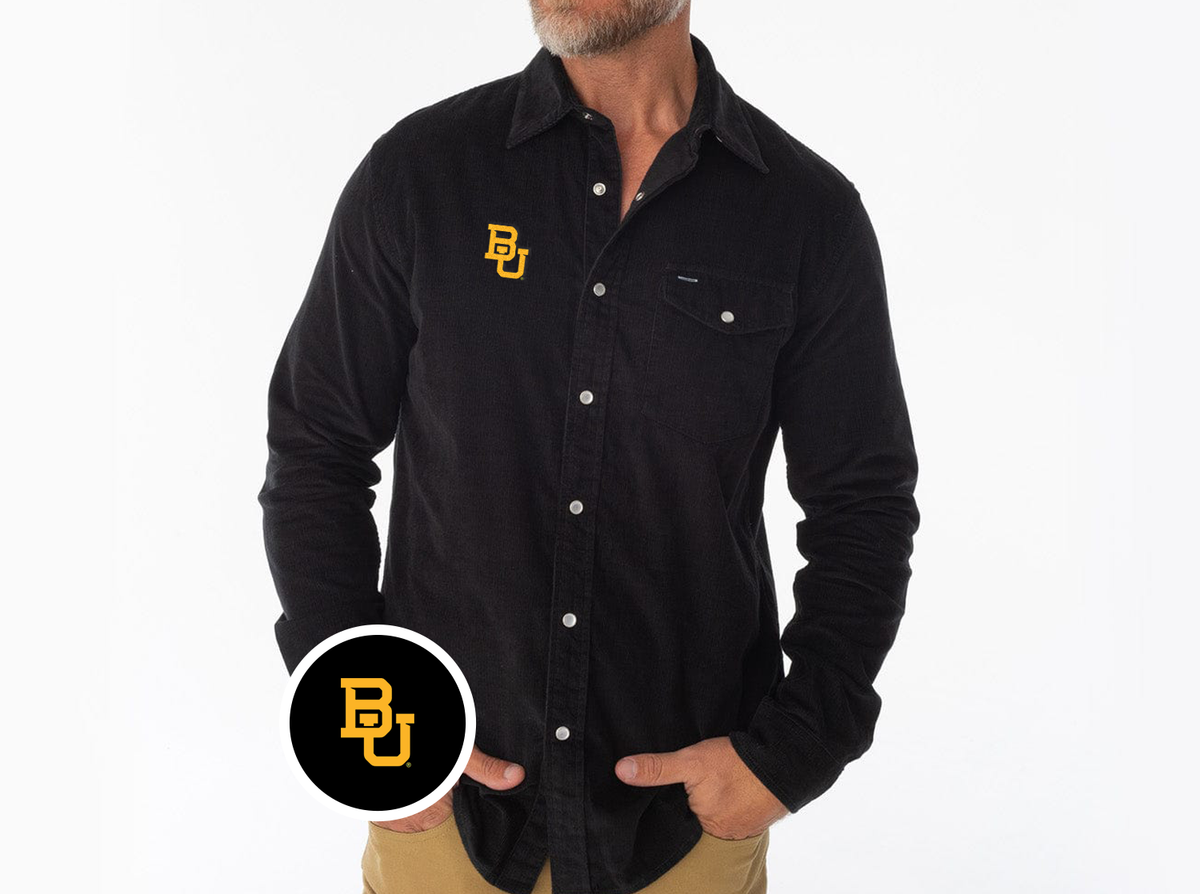 Baylor - Corduroy Pearl Snap - BU - Midnight Oil