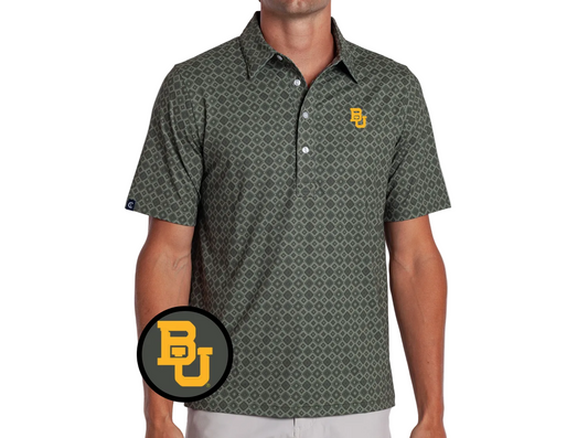 Baylor - Coach's Range Polo - BU - Durango Print Green