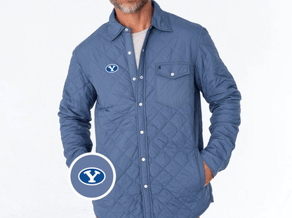 BYU - Quilted Shacket - Oval - Slate Blue