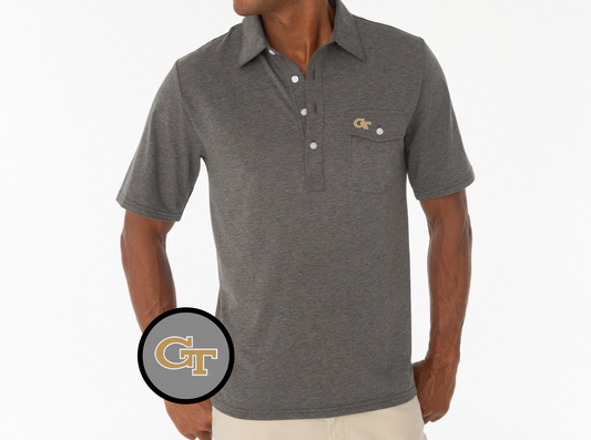 Georgia Tech - Coach's Players Shirt - GT Outline - Heather Grey