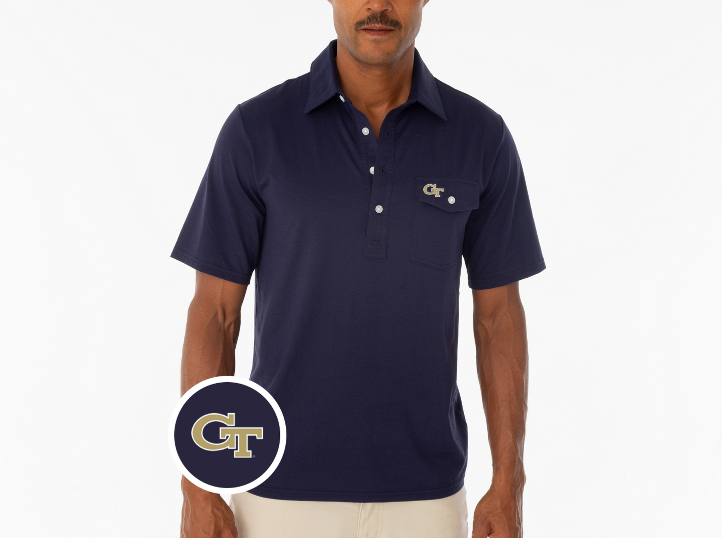 Georgia Tech - Coach's Players Shirt - GT Outline - Navy