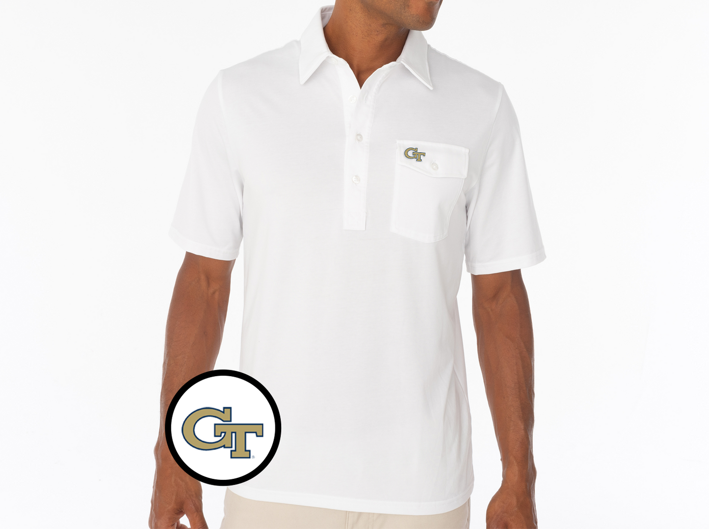 Georgia Tech - Coach's Players Shirt - GT Outline - White