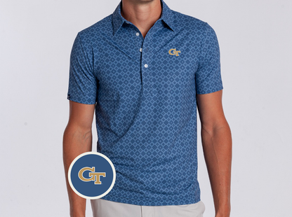 Georgia Tech - Sport Range Polo - GT Outline - Durango Print Blue