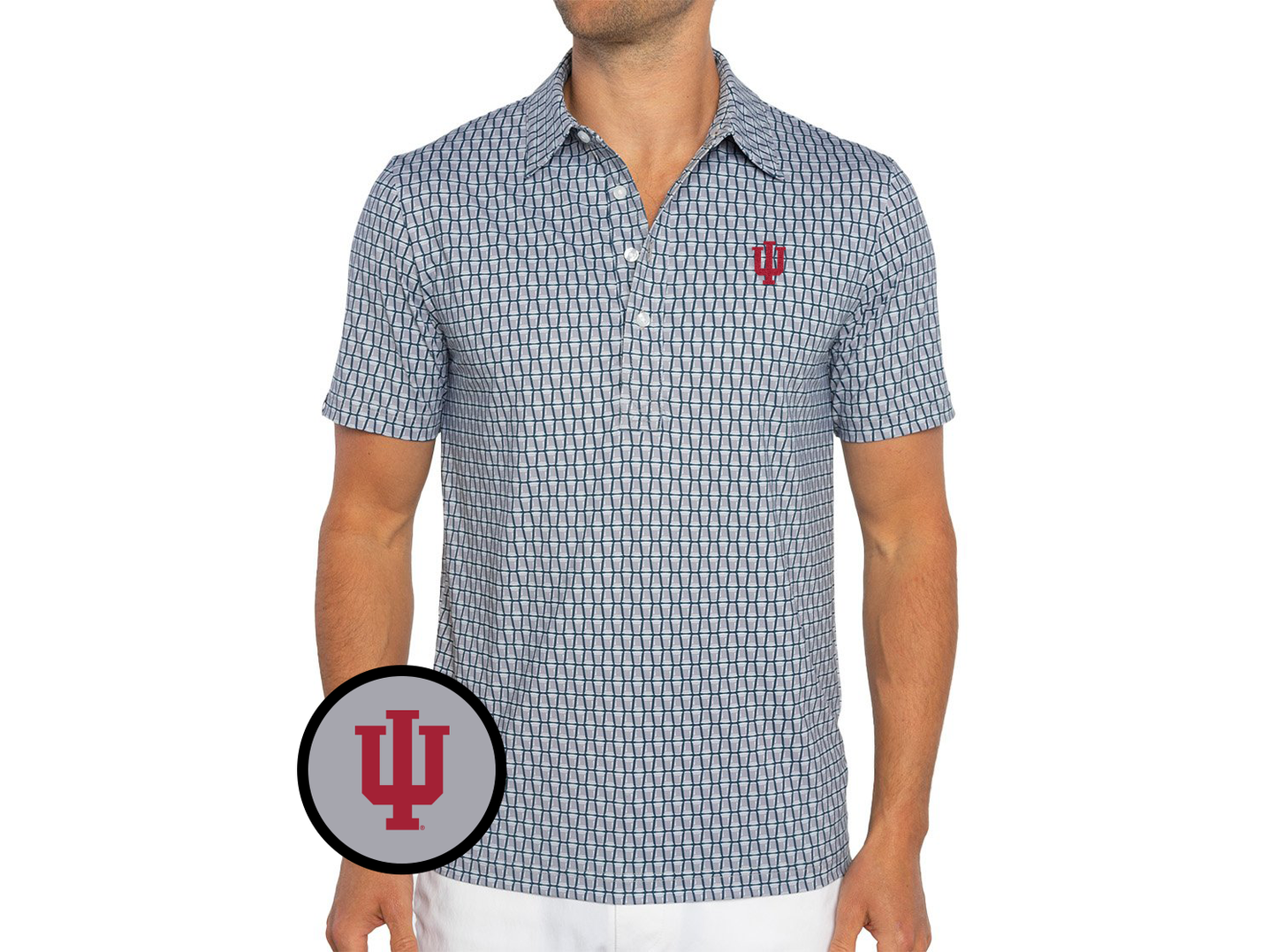Indiana - Coach's Range Polo - IU Interlock - Solo Print Grey