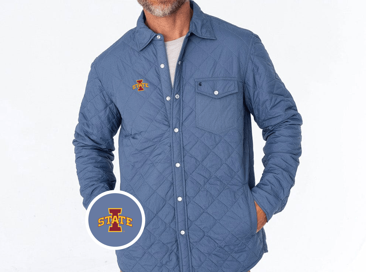 Iowa State - Quilted Shacket - I State - Slate Blue