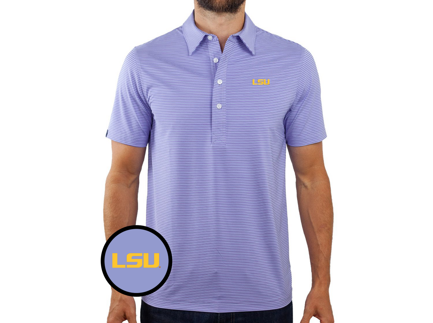 LSU - Sport Range Polo - Shadow Stripe Iris