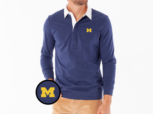 Michigan - Coach's Rugby Shirt - M - Navy