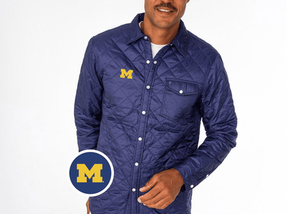Michigan - Quilted Shacket - M Logo - Navy