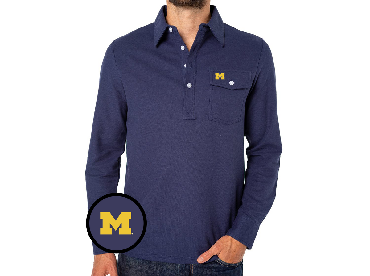 Michigan - Coach's Long Sleeve Players Shirt - M - Peacoat
