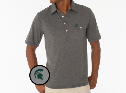 Michigan State - Coach's Players Shirt - Spartan Helmet - Heather Grey