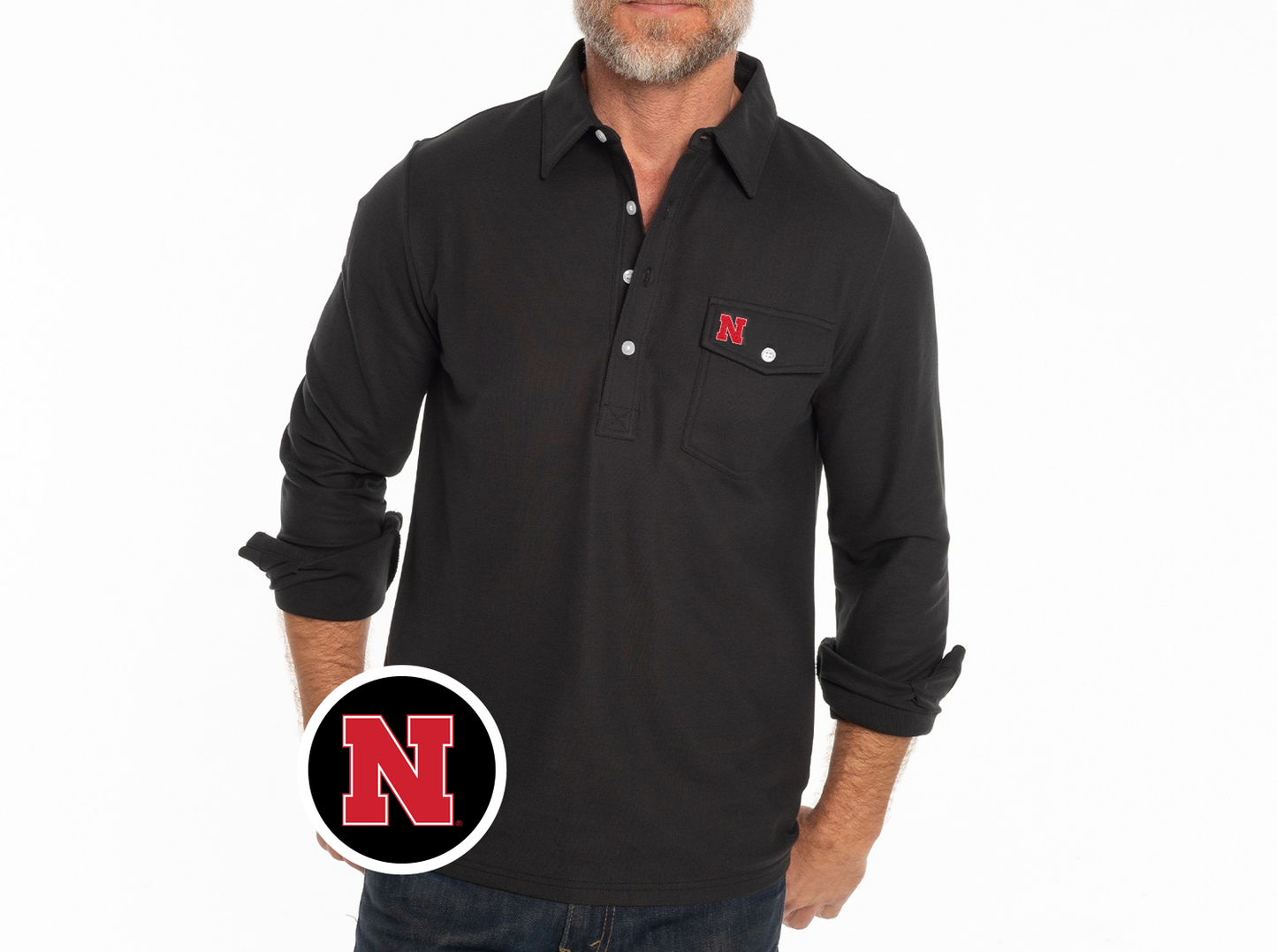 Nebraska - Coach's Long Sleeve Players Shirt - N - Blackstone