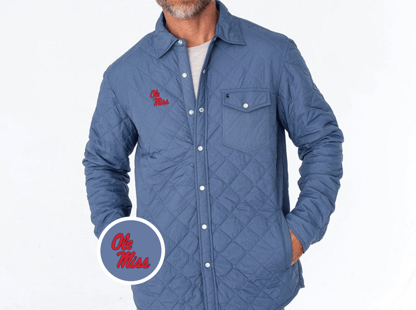 Ole Miss - Quilted Shacket - Ole Miss Stack - Slate Blue