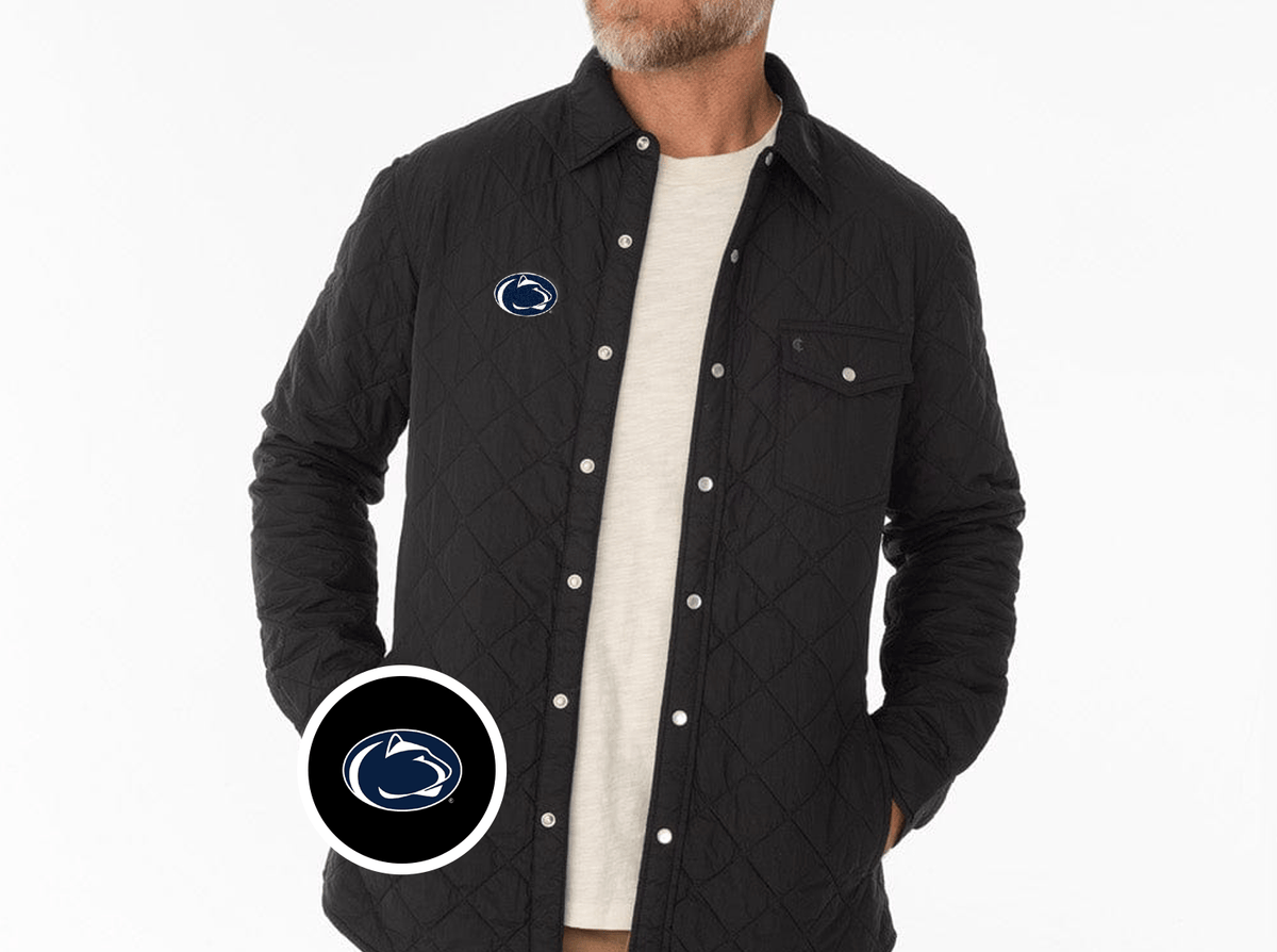 Criquet Penn State Quilted Shacket in Lion Icon, Black, view 1