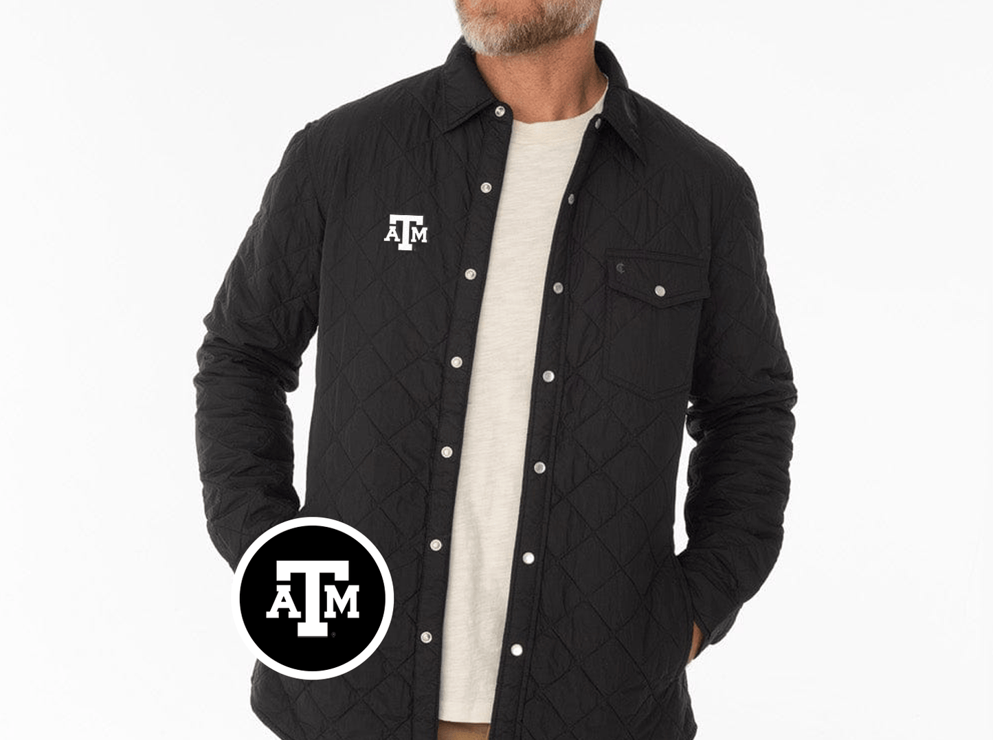 Texas A&M - Quilted Shacket - TAM Icon - Black