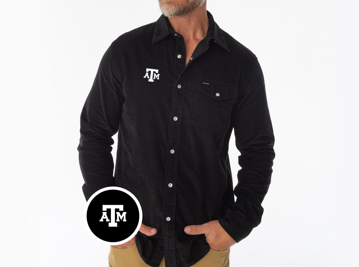 Texas A&M - Corduroy Pearl Snap - TAM Icon - Midnight Oil