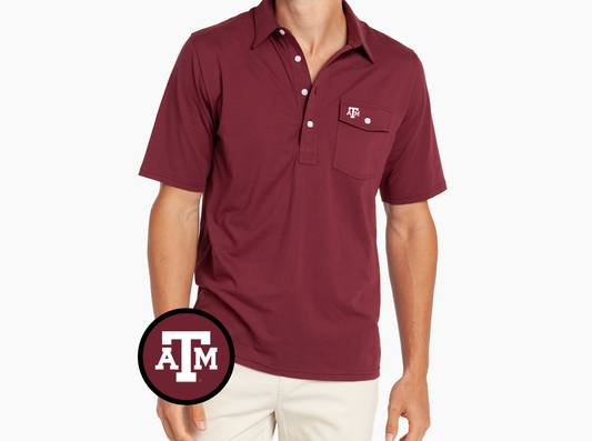 Texas A&M - Coach's Performance Players Shirt - A&M Mark - Maroon