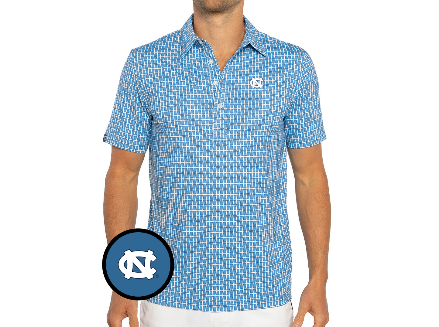North Carolina - Performance Sport Range Polo - UNC Interlock - Solo Print - Blue