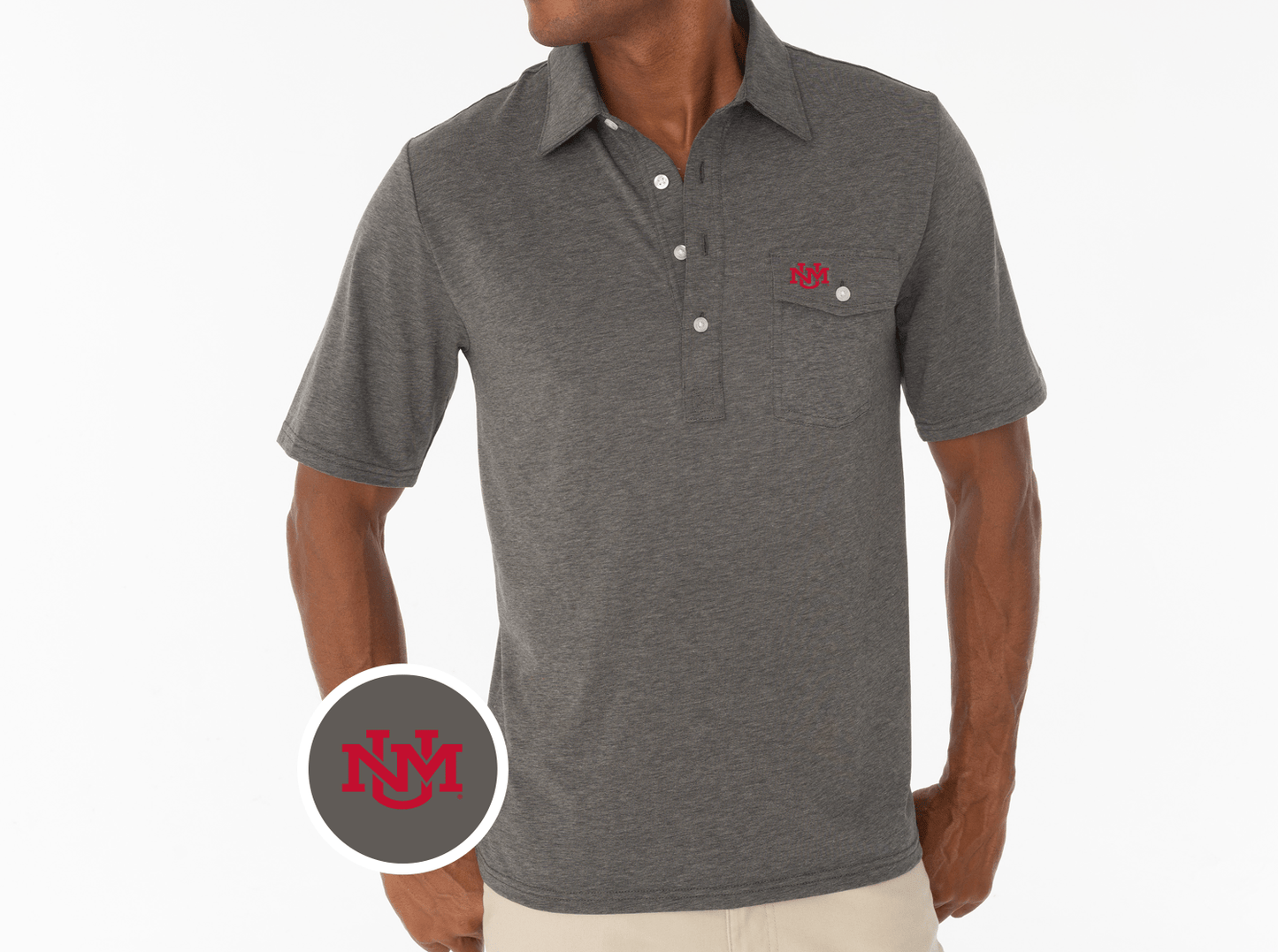 New Mexico - Coaches Players Shirt - UNM Interlock - Heather Grey