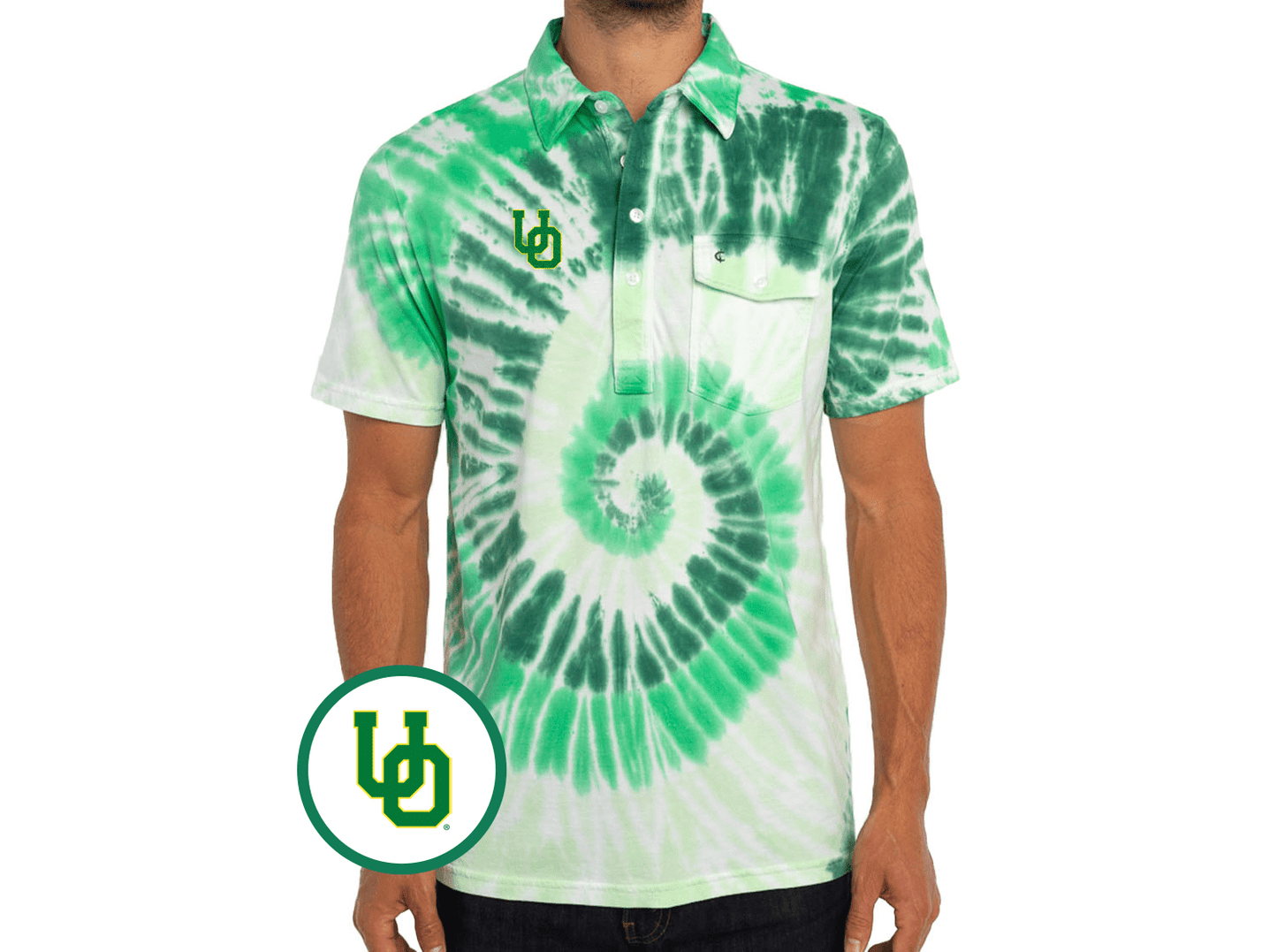 Oregon - Classic Players Shirt - Oregon Interlock - Tie Dye Green