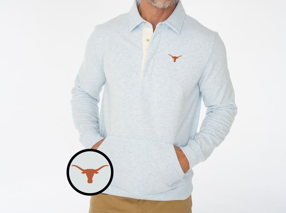 Criquet Texas Collared Sweatshirt in Longhorn, Heather Ice, view 2