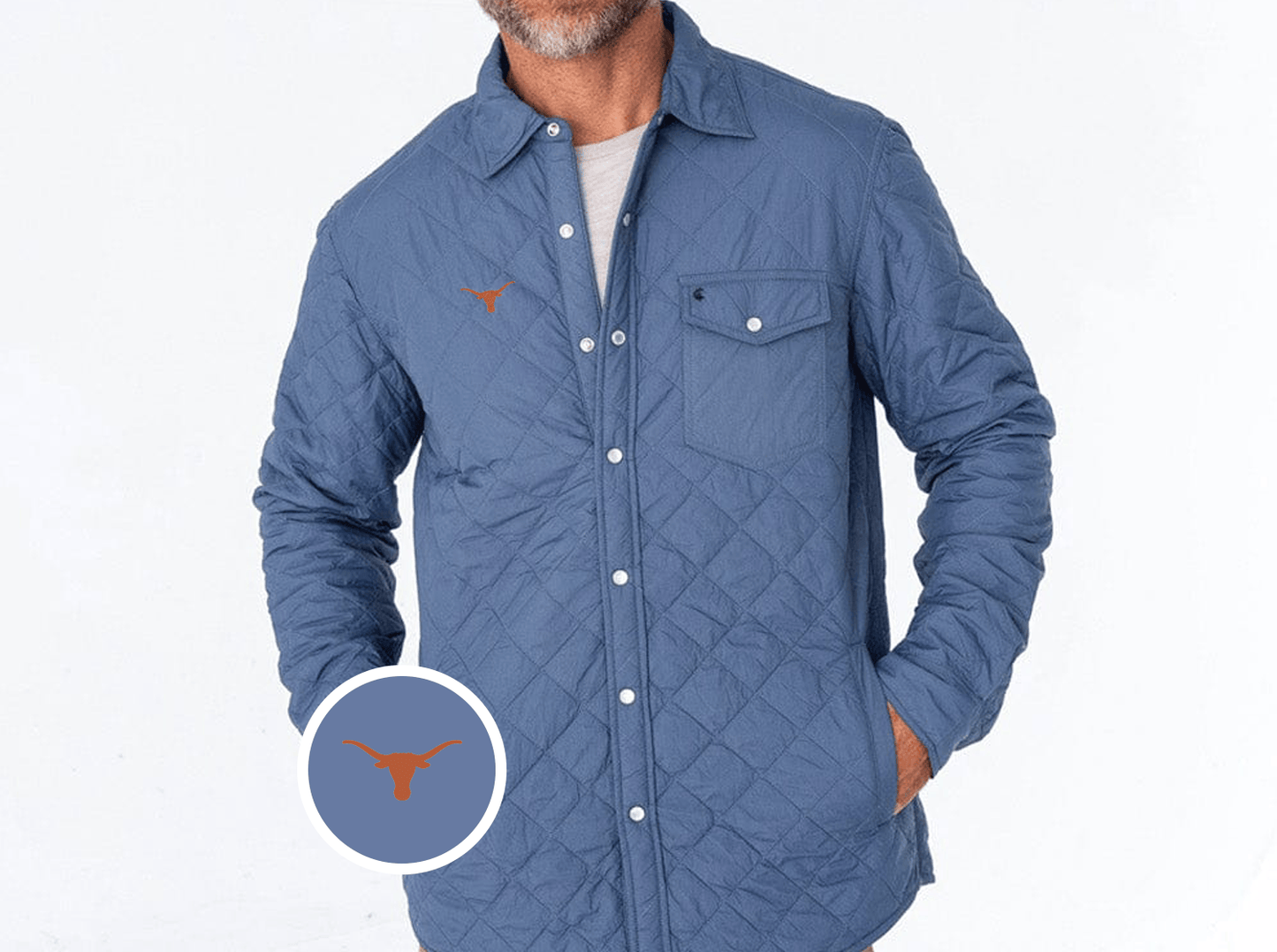 Texas - Quilted Shacket - Longhorn - Slate Blue