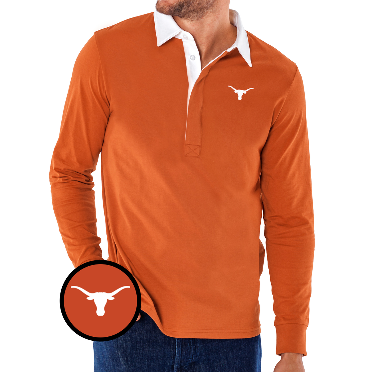 Texas - Coach's Rugby Shirt - Longhorn - Burnt Orange