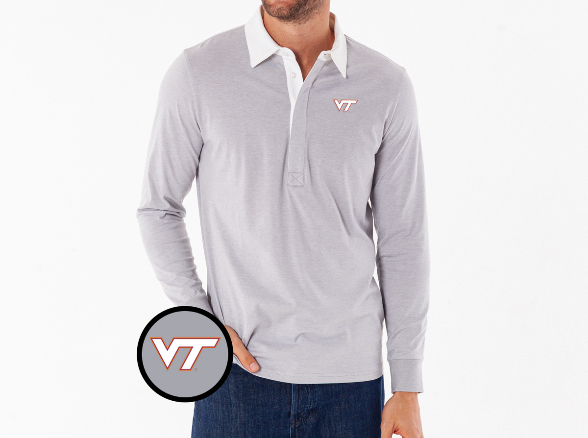 Virginia Tech - Coach's Rugby Shirt - VT - Grey Microstripe