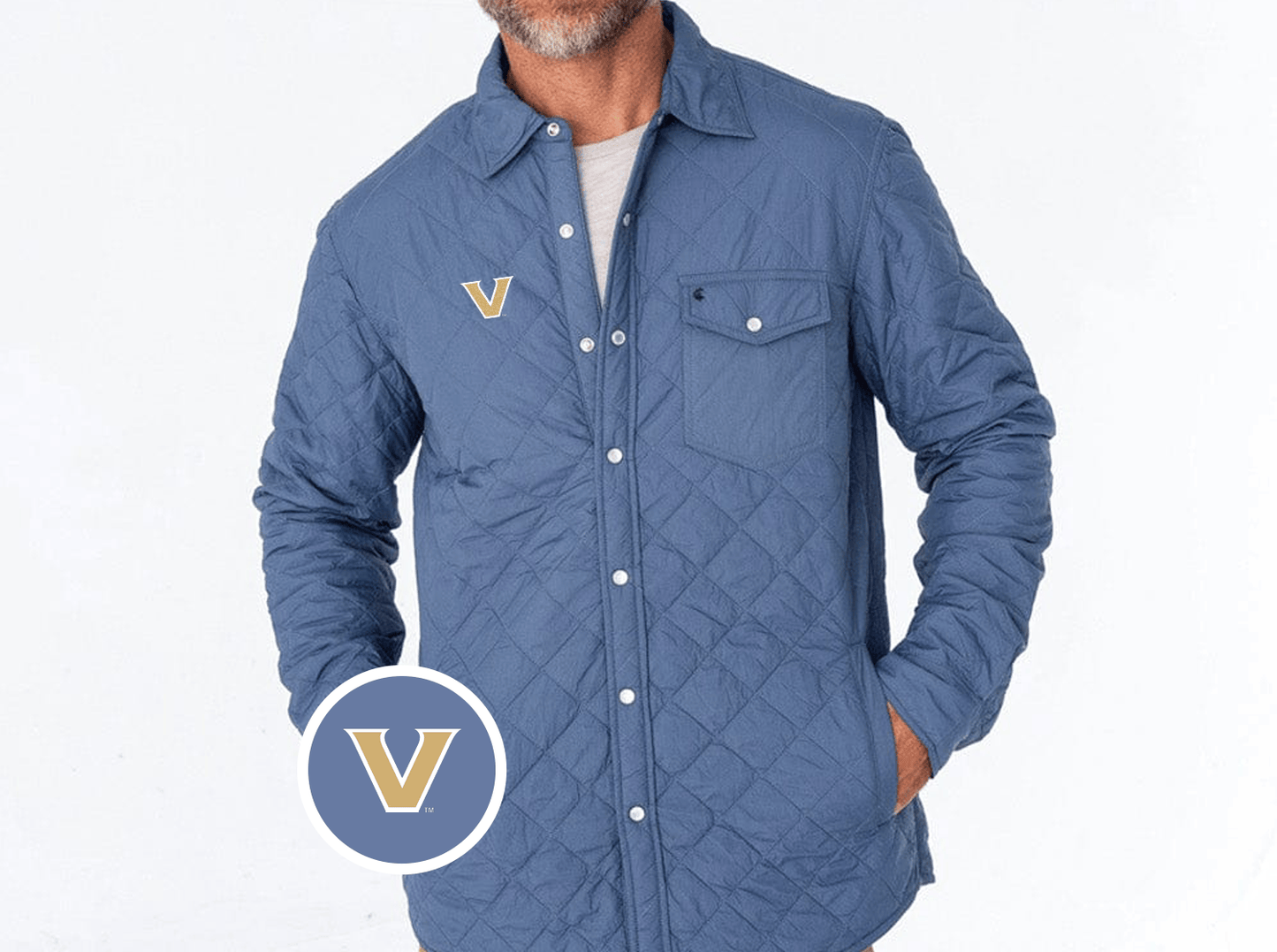 Vanderbilt - Quilted Shacket - V - Slate Blue